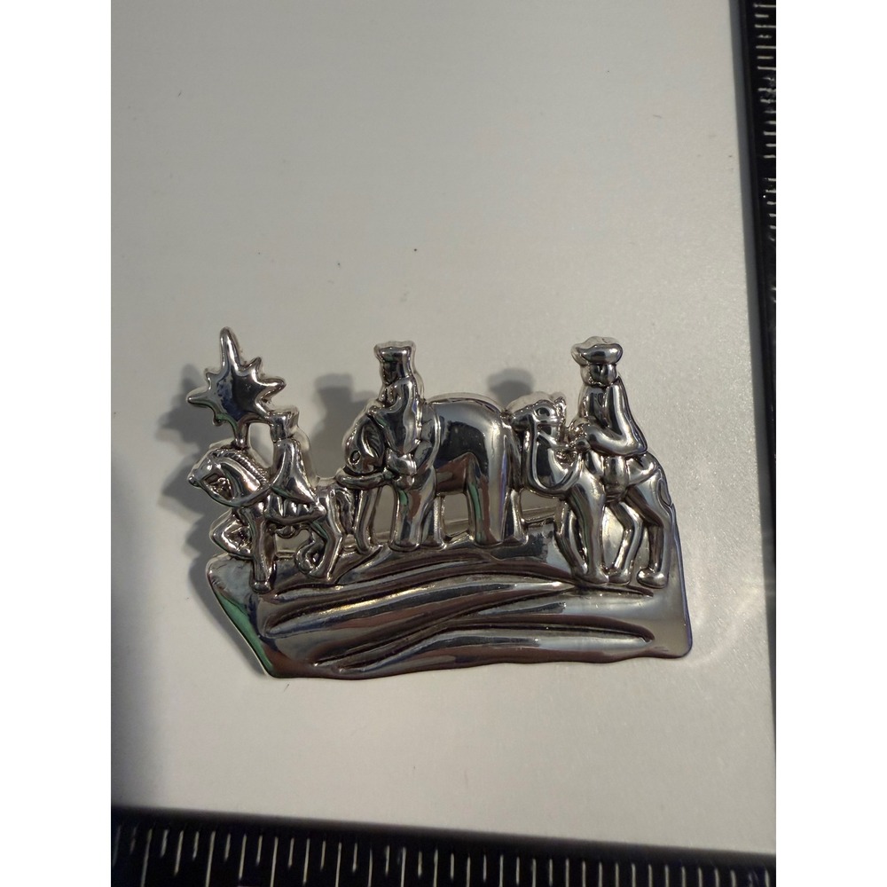 Vintage Best Three Wise Men Nativity Silver Tone Brooch Pendant Christmas Magi